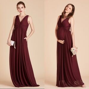 Birdy Grey Lianna Dress Cabernet Bridesmaid Maternity Gown Large NEW Formal